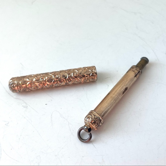 Rare Antique Victorian Gold Plated Repoussé Mechanical Pencil - Picture 2 of 14